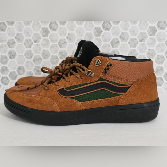 Vans Skate Zahba Mid Shoes- Glazed Ginger Brown/Green Men's 11.5